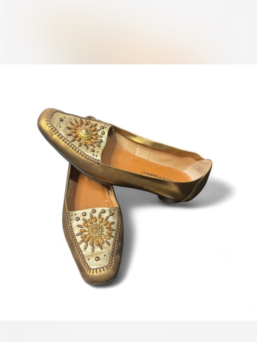 Hush Puppies Metallic Gold Embellished Women's Flats